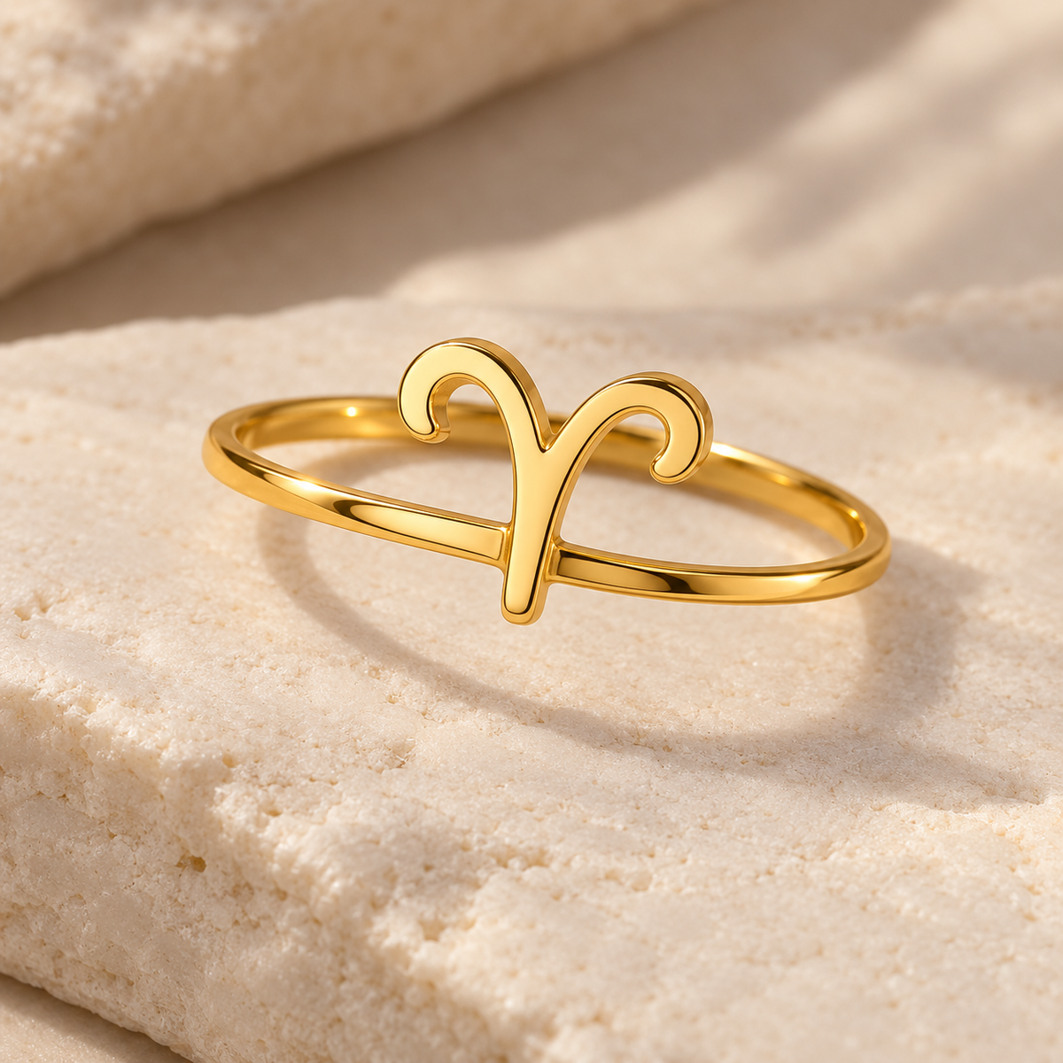 Anillo Zodiacal Minimalista de Acero Inoxidable Chapado en Oro 18K