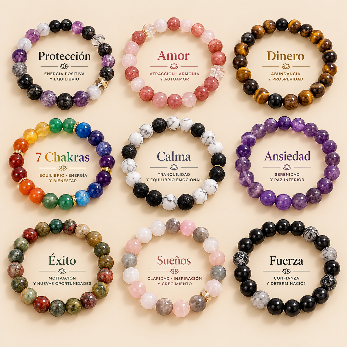 Pulsera de Piedras Naturales - Intención y Energía