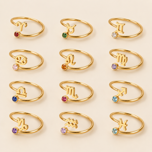 Anillo Zodiacal Ajustable - 12 Signos